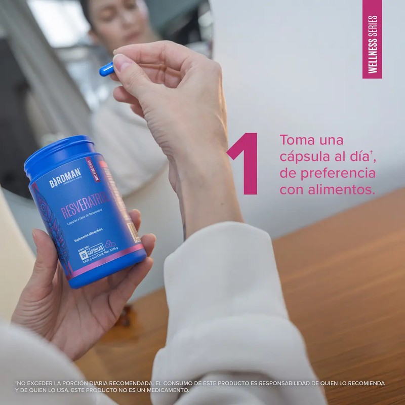 Birdman Resveratrol 300 mg Antioxidante Natural Sin Aditivos 45 Cápsulas