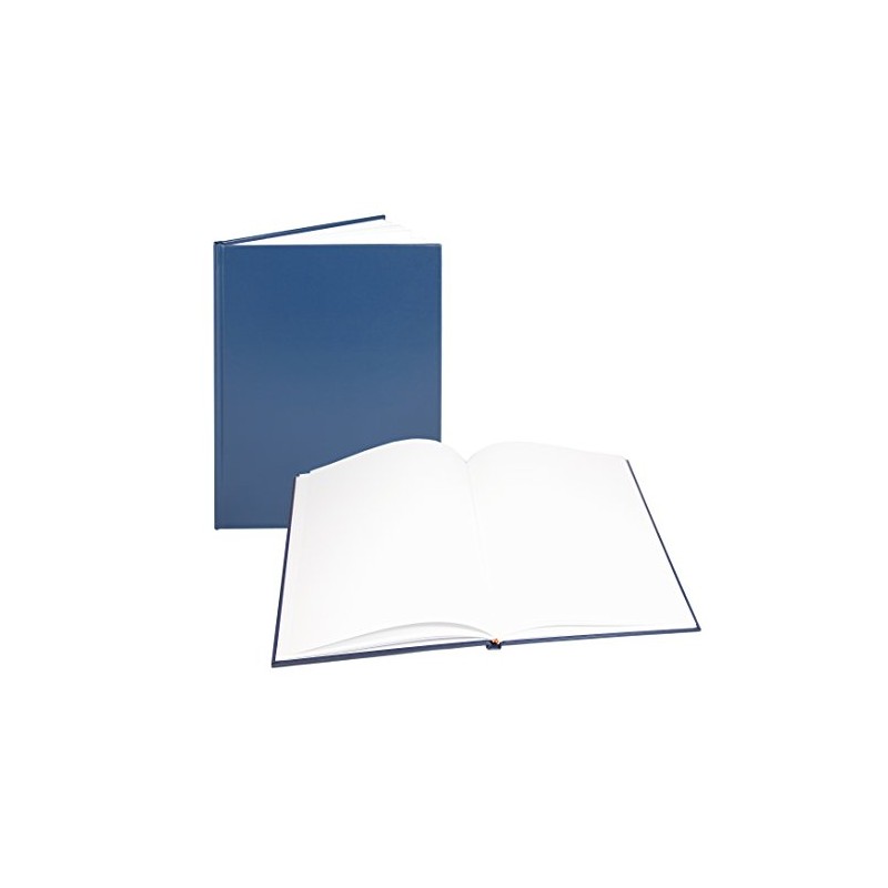 BookFactory Large Blue Blank Book/Blank Notebook - 96 Pages Blank