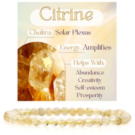 Citrine - Amplifies - Crystal Bracelet for Women 4mm Beaded Semi Precious Natural Stone Stretch Elastic Jewelry Yoga Gifts