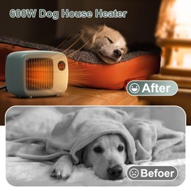 600W Dog House Heater,Anti-Bite Cord Heated Dog House,Wall-Mounted Dog Heater,Keep Your Pet Warm and Happy UL Tested for Safety (green)