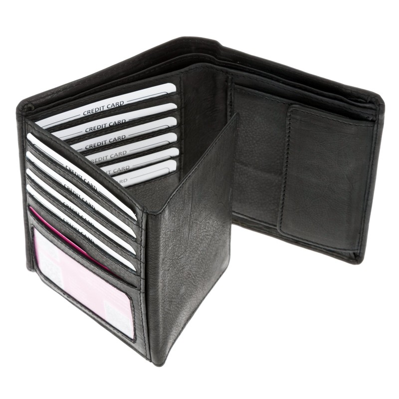 OLD RIVER Basic Leather Wallet Black (Black Vertical 006), Black