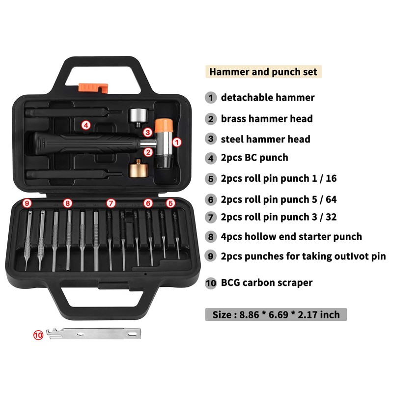Ideagle Punch Set, Roll Pin Starter Punch, BC Punch, BCG