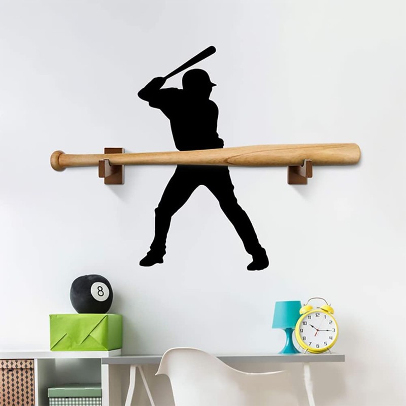 Shiwaki Baseball Bat Rack, Brown Wooden Shelf, Hanging Baseball Bat