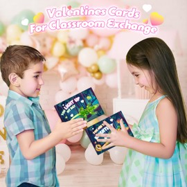 SpringFlower Valentines Day Cards for Kids,Valentine's Cards with 24 Pack Glow in The Dark Lizards,Valentines Day Gifts for Kids Classroom Exchange, Valentine's Party Favors Prizes for Kids