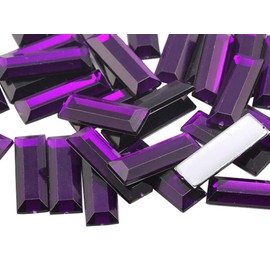 22x7mm Purple Amethyst .NAT02 Baguette Flat Back Rectangle Acrylic Rhinestones Plastic Gems for Crafts Costume Embelishments Card Making Jewels Jewelry Making Supplies Cosplay Jewels 40 PCS