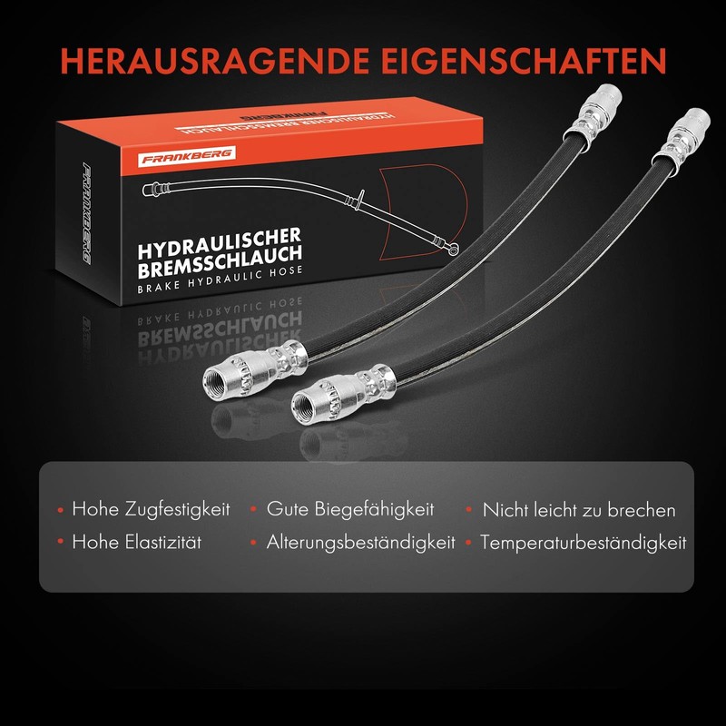 Frankberg 2 x Rear Brake Hose 285 mm Compatible with