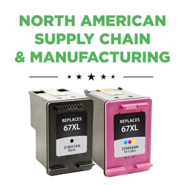 Clover Remanufactured High Yield Ink Cartridges Replacement for HP 67XL | Black & Tri-Color 2 Pack XL