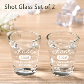 Futtumy Retirement Gifts for Men Women, Retired 2026 Not My Problem Anymore Shot Glasses Set of 2, Funny Retired Gifts for Boss Coworker Husband Teacher Friends Dad Grandpa, 2 OZ Shot Glasses