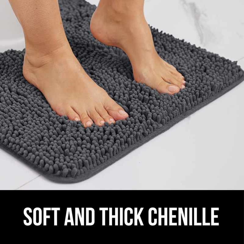 GORILLA GRIP Bath Rug Mat 30x20, Thick Soft Absorbent Chenille,