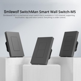 Smilewolf M5 120Type SwitchMan Smart Wall Switch 1/2/3 Gang Wall Push Button Switch eWelink App Control Support works with Alexa Google Home (M5-120-1 Gang)