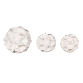 Deco 79 Resin Floral Decorative Orbs & Vase Filler Decorative Balls with Varying Sizes, Set of 3 Vase Filler 6", 5", 4" H, White