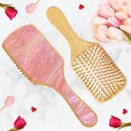 Cainor Women's Hair Brush, SleekBun Brush to Release Hair Glue, Suitable for All Hairstyles, Fntistatic High-Quality Sticker Plate, Natural Wood and Bamboo Brush, Massage Scalp