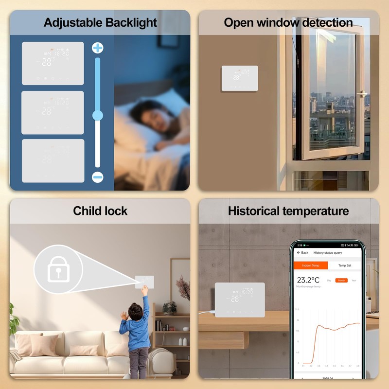 KETOTEK Smart Wireless Thermostat with RF Receiver for Boiler, Compatible