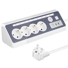 JACEPFY JACEPFY Steckdosenleiste 4-Fach Mehrfachsteckdose mit USB und 2 Type-C Port Ecksteckdose mit Schalter f??r K??che Arbeitsplatte, Wei?