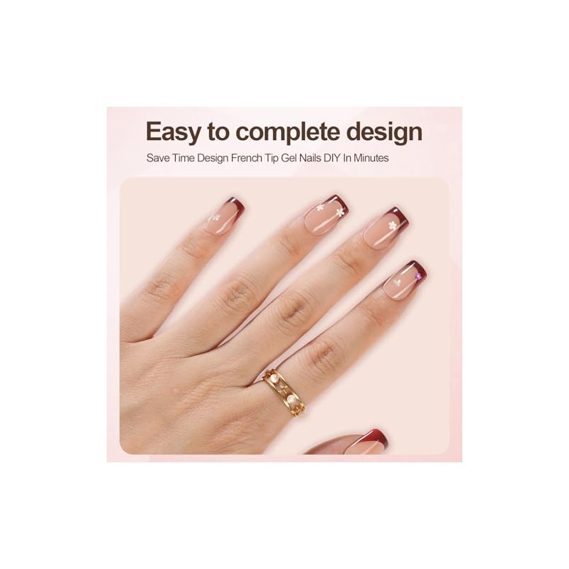 Misssix XBASICTIPS Uñas francesas a presión, 150 piezas cortas y
