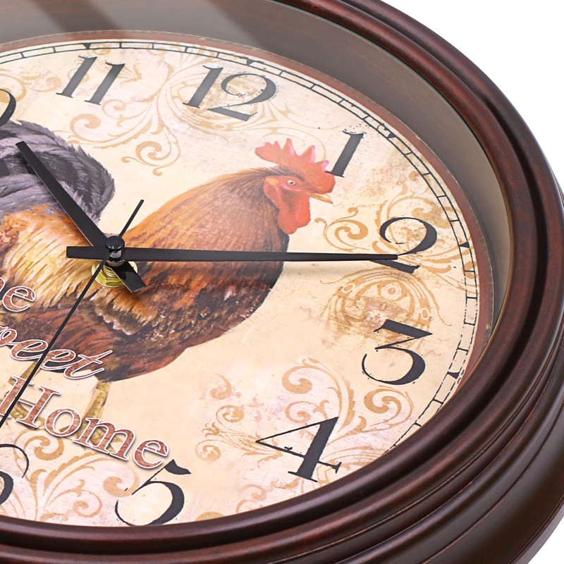 VIKMARI 8.5" Vintage Rooster Kitchen Clock Silent Wall Clock for