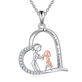 POPLYKE Mom Necklace from Daughter Sterling Silver Mom Daughter Necklace Mother Day Jewelry Gift for Women (daughter1)