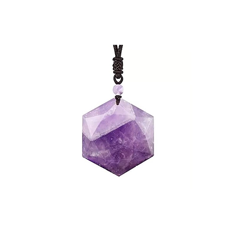 RICHARD-911 Collar Estrella Hexagonal De Amatista Piedra Natural Amuleto Meditación
