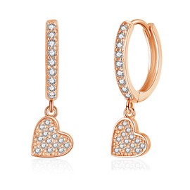 Kamise Hoop Earrings Silver Hanging 925 Sterling Silver Hoop Earrings for Women, Hypoallergenic Drop Earrings with Star Heart Butterfly Pendant, Hoop Earrings with Zirconia, Sterling Silver, Cubic