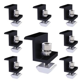 XIAQICA Pack of 8 Solar Panel Brackets 30 mm Solar Panel Holder Adjustable Solar End Clamp Attachment Aluminium Alloy Suitable for Motorhomes Roofs (Black)