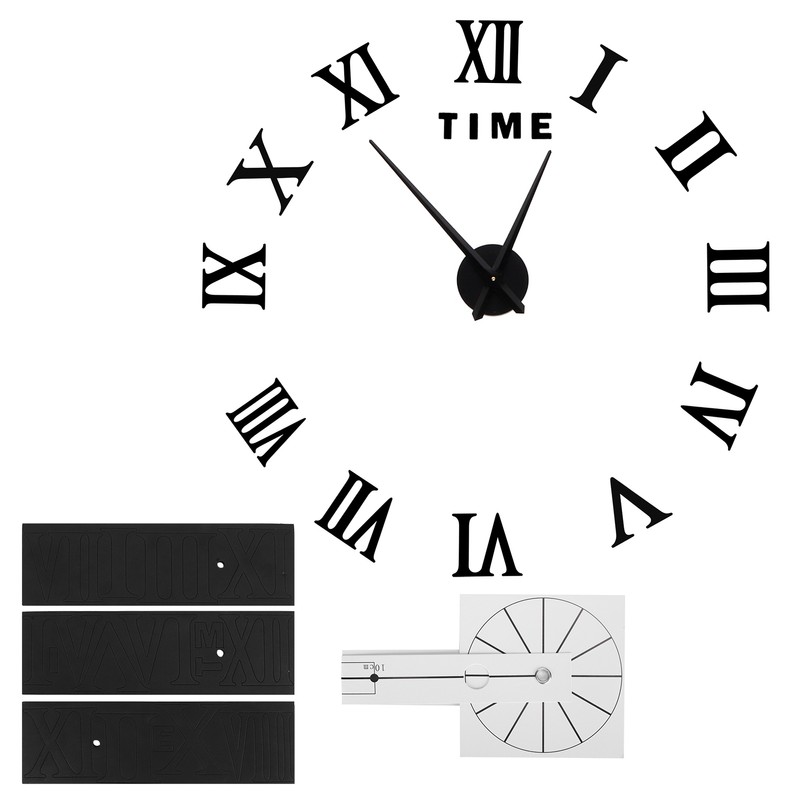 DIY Wall Clock Roman Numerals Frameless Mirror Surface Wall Clock