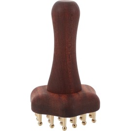 Herramienta de Masaje Guasha de Latón y Madera Marrón Scalp Massager Red Light para Aliviar Tensión Muscular y Uso Diario en Espalda y Cuero Cabelludo