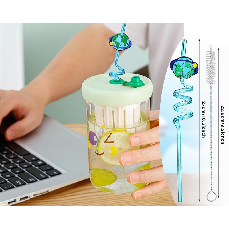 12pcs (6 Styles) Drinking Plastic Straws Reusable Outer Space Design
