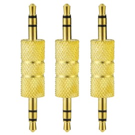 Greluma 3pcs 3.5mm (1/8") Male to Male Stereo Coupler Adapter Aux Cable Connector Female Gender Changer