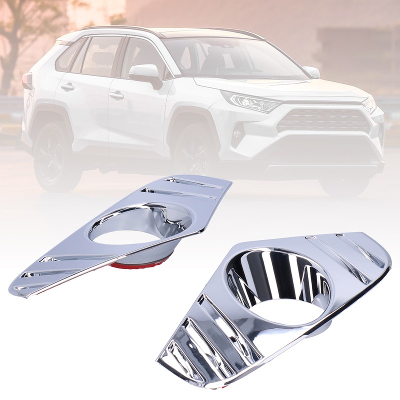 Pair Chrome Front Fog Light Cover Lamp Trims Paste Mounting
