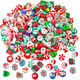 200 Pcs Christmas Polymer Clay Beads, Mixed Heishi Spacer Beads Supplies for Women DIY Bracelet Earring Necklace Jewelry Making