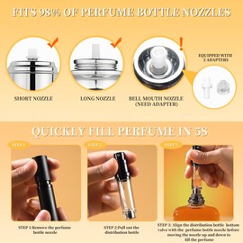 ACMYCH 2PCS Perfume Travel Refillable Bottle, Bottom-Filling Fragrances Perfume Atomizer, Empty Mini Cologne Dispenser, Portable Sprayer Pocket Size for On the Go 5ml (Black & Silver)