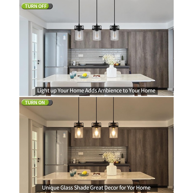 foucasal Kitchen Pendant Lighting Over Island Pendant Lights with Seeded