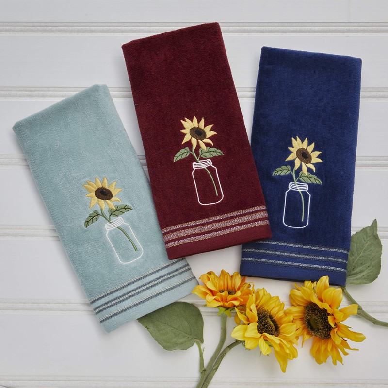 SKL Home Sunflower in Jar Hand Towel (2-Pack), Blue