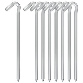 VVOKGO Galvanized Steel Pegs 9 Inch 8 Pack Tent Stakes Heavy Duty Garden Metal Stakes for Inflatables,Camping Tent Pegs Stakes for Outdoor Decorations Tarp, Canopies