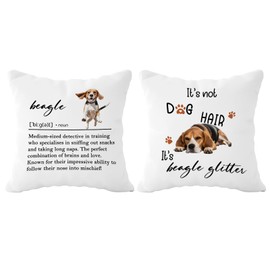 FLDAS Beagle Definition Pillow Covers 18x18 Set of 2, Cute Dog Decor Pillow Cases, Funny Beagle Gifts Home Room Decor, It’s Not Dog Hair It’s Beagle Glitter Pillows Decorative Throw Pillows Cover