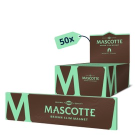 Mascotte® Brown Slim Magnet | Unbleached Long Papers | Slim and Thin Rolling Paper with Magnetic Closure | 50 x 34 Papers Pack of 50