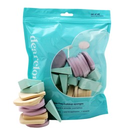 dearcloud Cosmetic Sponges – Latex-Free Make Up Sponges for Face – Orange Makeup Sponges for Foundation & Blending - Blue (60 Count)