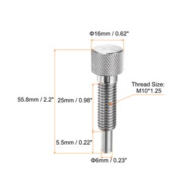 HARFINGTON 2pcs Spring Plunger M10x1.5 Thread Size Pin Dia.5mm Retractable Quick Release Pins Stainless Steel Lock Out Type Index Plunger for Industrial Equipment
