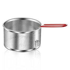 Stainless Steel Colander, Micro-Perforated Metal Pasta Strainer with Hook & Removable Handle, Colander Strainer Sieve for Kitchen French FriesVegetable/Rice/Fruit/Food - 20cm/7.87in