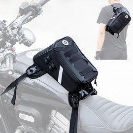 Motorcycle Tank Bag 5L Motorcycle Tank Bag with Rain Cover Large Volume Outdoor Accessories Motorcycle Bag with Carry Handle (Black)