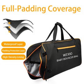 WEXIO Padded Baby Bouncer Transport Bag, Waterproof Infant Bouncy Seat Travel Bag, Double Zipped Newborn Bouncer Cover with Shoulder Pad，15.7 x 4.7 x 35.4 Inches