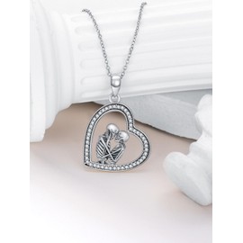 Shusukue Totenkopf Herz Halskette für Damen 925 Sterlingsilber gotische Skelett Herz Halsketten Totenkopf Geburtsstein Halskette Skelette Paar Halsketten Skelett Schmuck Geschenke für Damen