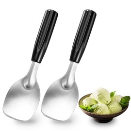Juego de 2 palas de helado, paleta plana de acero inoxidable, para cortador de mantequilla de pala de postre duro o cremoso