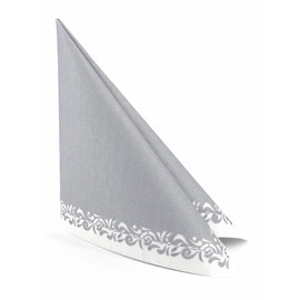 50 Napkins Fabric-Like – Romantic; Colour: Silver; Size: 40 x 40 cm