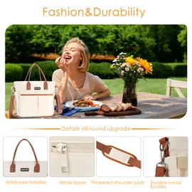 MAXTOP Lunch Bag Women for Work Insulated Thermal Lunch Box with Wide-Open Pocket Reusable Leakproof Cooler Bags with Removable Shoulder Strap for Teacher Nurse Office Picnic Travel Brown