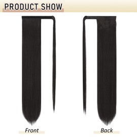 Sofeiyan Long Ponytail Hairpiece Straight Hair Extension Clip Ponytail Extensions Wrap Around Synthetic Hairpieces Like Real Hair Natural for Women 70 cm Darkest Brown