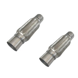 Heavy Duty Double Braided Stainless Steel Exhaust Flex Pipe with 3" ID / 8" Braided Length / 12" Overal Length -2 pc, 3x8x12-2pc