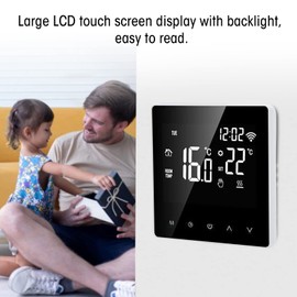 ME81H AC230V 50/60Hz Smart Thermostat 5~90°C WiFi Intelligent Thermostat LCD Touchscreen Water Underfloor Heating Thermostat for Tuya (White Background White Button 16A)