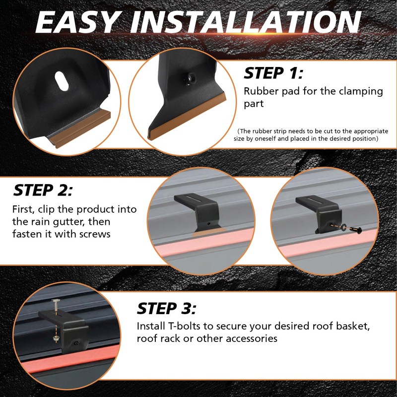 4Pcs Rain Gutter Roof Rack Mount Brackets for Wrangler JL
