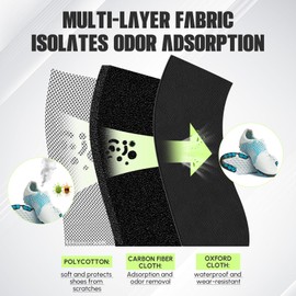 Leinuosen 4 Pack Smell Proof Shoe Cleat Bag for Travel Water Resistant Odor Absorbing Lightweight Golf Soccer Shoe Storage Organizer Pouch with Zipper for Gym Sports Travel Work Men and Women